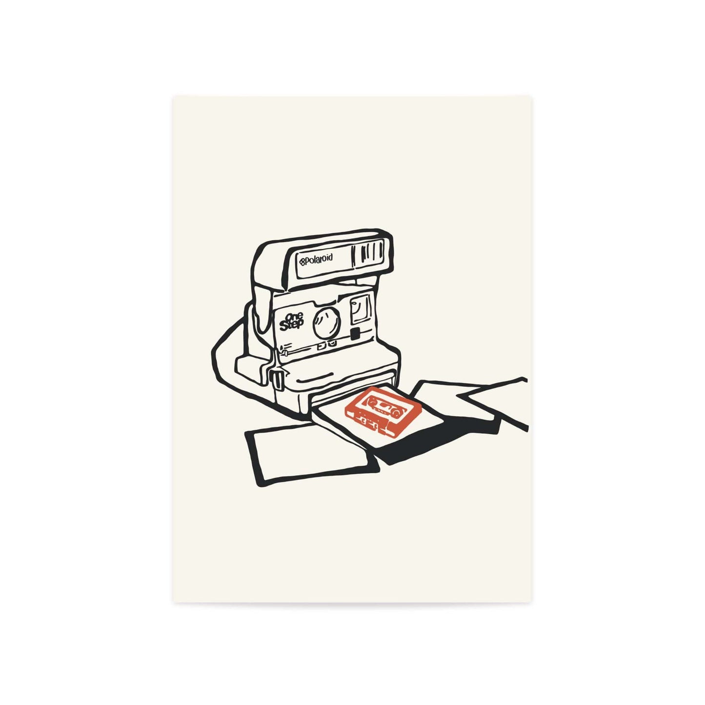 Stylish vintage Polaroid camera wall art print with a modern minimalist design. Perfect for photography lovers and retro decor enthusiasts, this artwork adds a nostalgic touch to your bedroom, living room or office