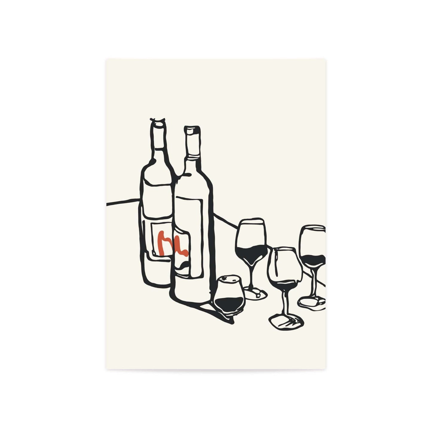 legant wine glass wall art print featuring a minimalist and modern design. Ideal for kitchen, dining room, or home bar decor, this artwork adds a sophisticated touch for wine enthusiasts.