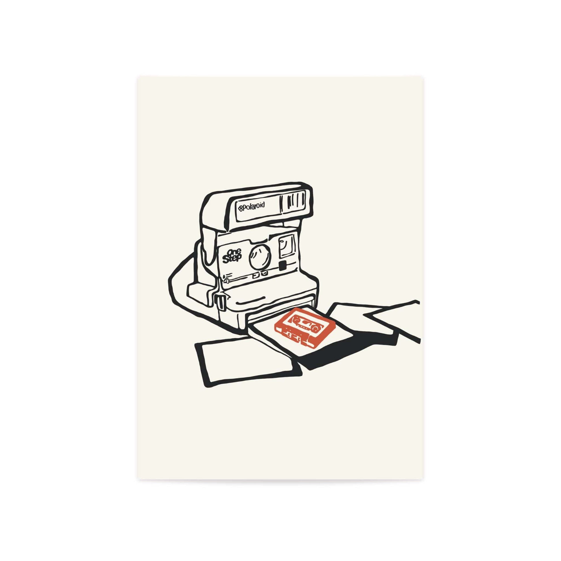 Stylish vintage Polaroid camera wall art print with a modern minimalist design. Perfect for photography lovers and retro decor enthusiasts, this artwork adds a nostalgic touch to your bedroom, living room or office
