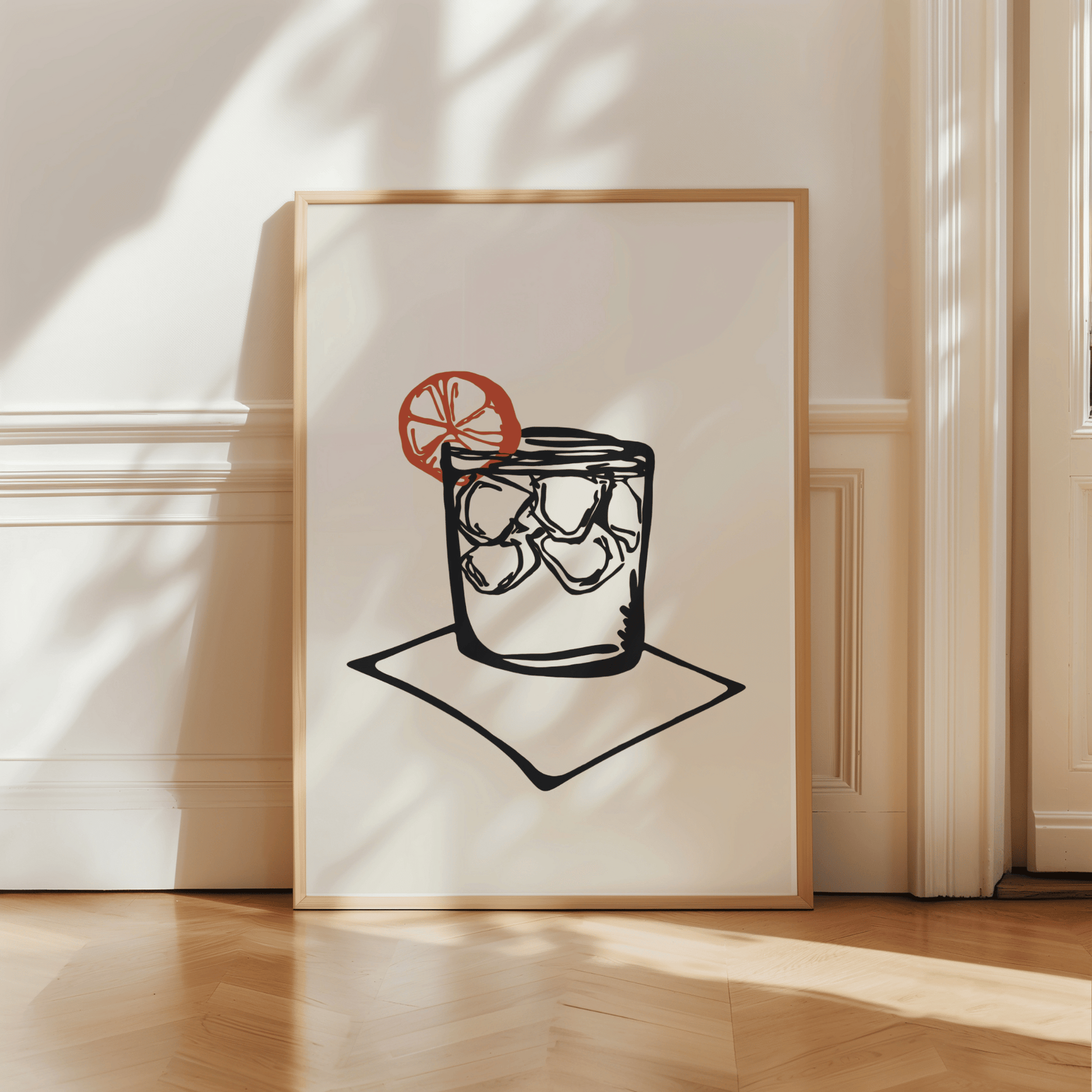 Refreshing margarita cocktail wall art print featuring a stylish and modern design. Perfect for kitchen, home bar, or dining room decor, this artwork adds a vibrant and fun touch for cocktail lovers.