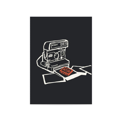 Stylish vintage Polaroid camera wall art print with a modern minimalist design. Perfect for photography lovers and retro decor enthusiasts, this artwork adds a nostalgic touch to your bedroom, living room or office